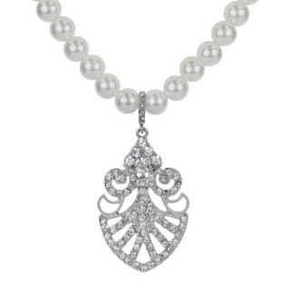 Social Gallery by Roman Necklace Simulated Pearl and Crystal Pendant  