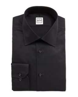 Long Sleeve Solid Dress Shirt, Black