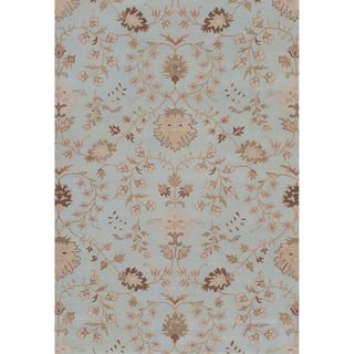 Hand tufted Transitional Floral Pattern Blue Rug (8 X 11)