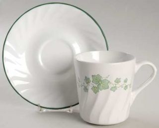 Corning Callaway Mug/Cup & Saucer Set, Fine China Dinnerware   Corelle, Green Le