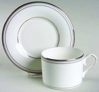 Lenox China Federal Platinum Slate (Grey) Flat Cup & Saucer Set, Fine China Dinn
