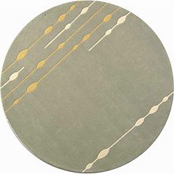 Handmade Soho Vines Mint Green New Zealand Wool Rug (6 Round) (GreenPattern: StripesMeasures 0.625 inch thickTip: We recommend the use of a non skid pad to keep the rug in place on smooth surfaces.All rug sizes are approximate. Due to the difference of mo