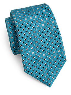 ISAIA Polka Dot Print Tie   Aqua