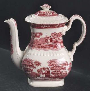 Spode Tower Pink (Older Backstamp) Coffee Pot & Lid, Fine China Dinnerware   Pin