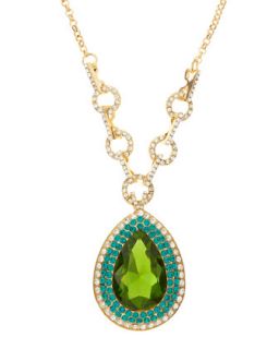 Pear Cut Crystal Necklace, Green