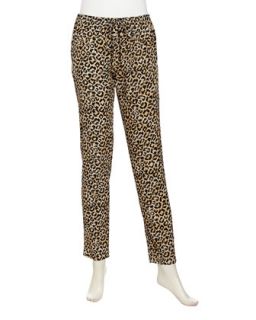 Leopard Print Track Pants, Neutral