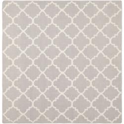 Moroccan Dhurrie Gray/ivory Pure Wool Rug (8 Square)