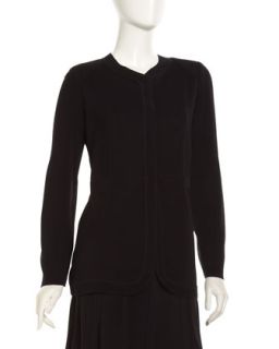 Rib Trim Knit Cardigan/Jacket, Black