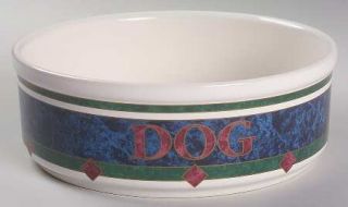 Pfaltzgraff Amalfi Classic Dog Bowl, Fine China Dinnerware   Navy,Burgundy & Dar