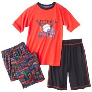 Cherokee Boys 2 Piece Short Sleeve Baseball Pajama Set   Red S