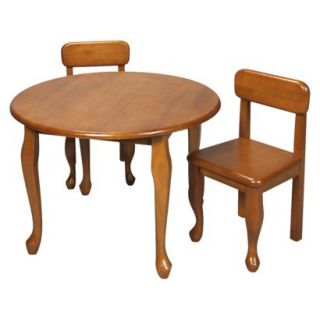 Kids Table and Chair Set Queen Anne Round Table and 2 Chairs   Honey