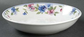 Sakura Freesia Coupe Soup Bowl, Fine China Dinnerware   Blue & Purple Flowers On