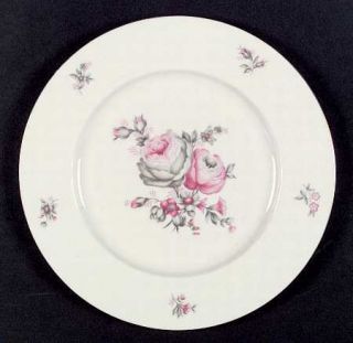 Castleton (USA) Rosalie Dinner Plate, Fine China Dinnerware   Pink/Gray Flowers