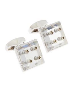 Mirrored Square Cuff Links, White