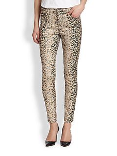7 For All Mankind Faded Leopard Print Skinny Jeans   Mixed Leopard