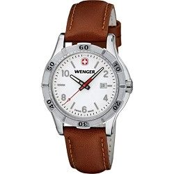 Wenger Ladies Platoon Analog Watch   White Dial/Brown Leather Strap