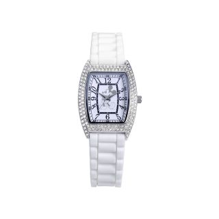 Disney Mickey Mouse Crystal Accent White Strap Watch, Womens