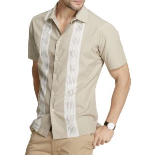 Van Heusen Short Sleeve Morocco Woven Shirt, Khaki Panel, Mens