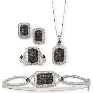 1/4 CT. T.W. White & Color Enhanced Black Diamond Jewelry 4 Pc. Set, Womens