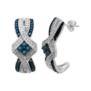 1/5 CT. T.W. Genuine White & Color Enhanced Blue Diamond Earrings, Womens