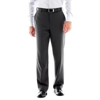 Stafford Travel Flat Front Suit Pants, Grey, Mens