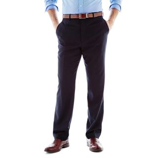 Stafford Super 100 Wool Flat Front Suit Pants, Navy, Mens