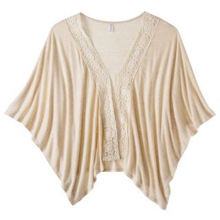 Xhilaration Juniors Crochet Trim Cardigan   Oatmeal S/M