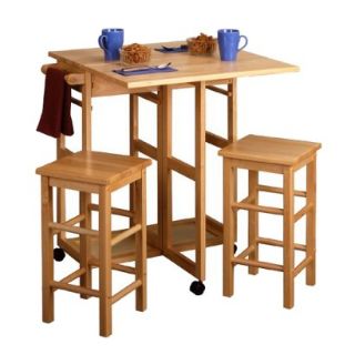 Counter Height Table Set: Winsome Drop Leaf Breakfast Bar with Stools   Set of 2