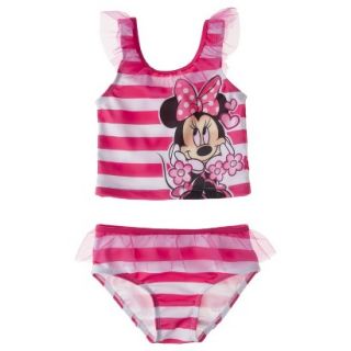 Disney Minnie Mouse Infant Toddler Girls 2 Piece Tankini Swimsuit Set   Pink 4T