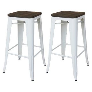 Counter Stool: Threshold Hampden 24 White Industrial Counterstool with Wood