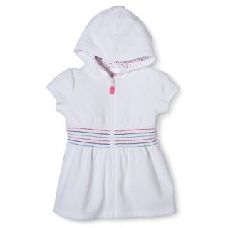 Circo Infant Toddler Girls Hooded Cover Up Dress   White 5T