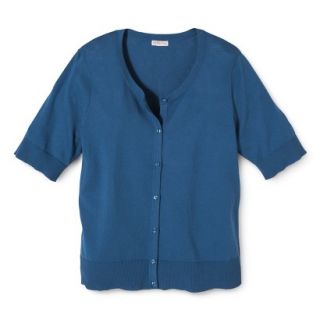 Merona Womens Plus Size Short Sleeve Cardigan Sweater   Blue X