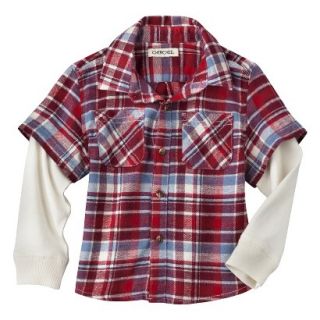 Cherokee Infant Toddler Boys 2 Fer Button Down Flannel Shirt   Maroon 2T