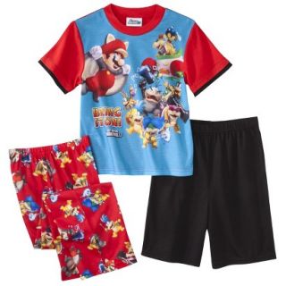 Super Mario Brothers Boys 3 Piece Short Sleeve Pajama Set   10 Red