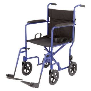 Medline Aluminum Transport Chair with 8 inch Wheels   Blue