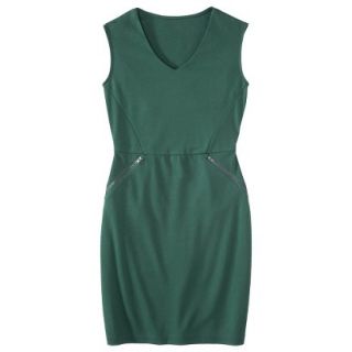 Mossimo Womens Ponte V neck Zippered Pocket Dress   Green XS