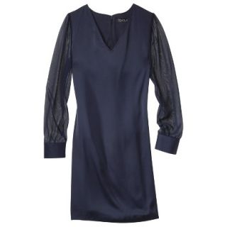 TEVOLIO Womens Shift Dress w/Sheer Sleeve   Xavier Navy   14