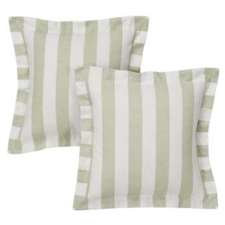 Simply Shabby Chic Cabana Stripe Pillow Pair Slipcover   White/Linen (16x16)