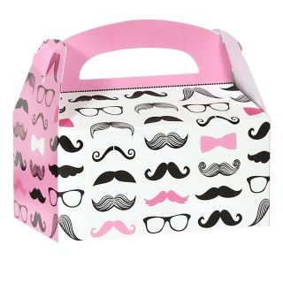 Pink Mustache Empty Favor Boxes (4)