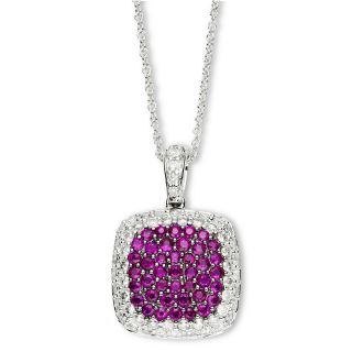 Closeout! EFFY Ruby and Diamond Square Pendant, Wg (White Gold), Womens