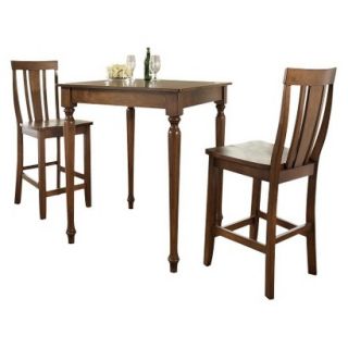Dining Table Set: Crosley Turned Leg Pub Table Set   Red Brown (Cherry) (Set of