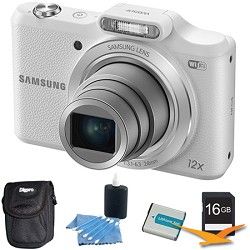 Samsung WB50F 16.2MP 12x Opt Zoom Smart Digital Camera White 16GB Kit