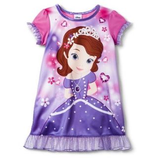 Disney Sofia the First Toddler Girls Short Sleeve Nightgown   Purple 5T