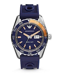 Emporio Armani Round Stainless Steel Watch   Blue