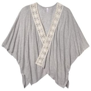 Xhilaration Juniors Crochet Trim Cardigan   Gray XXL