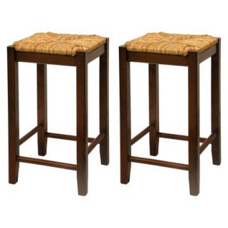 Counter Stool: Winsome Alec Rush Seat Counter Stools   Antique Brown (Walnut)