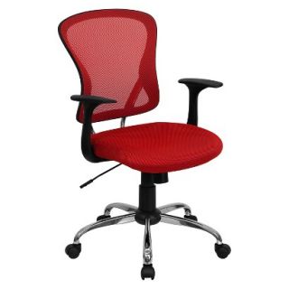 Office Chair: Mid Back Mesh Chair with Chrome Base   Red
