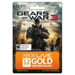 Microsoft Xbox 360 Gears of War 3 12 Month Membership   $59.99