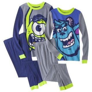 Disney Monsters Inc. Boys 4 Piece Long Sleeve Pajama Set   Gray 6