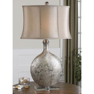 Navelli Metallic Silver Ceramic/ Crystal Table Lamp